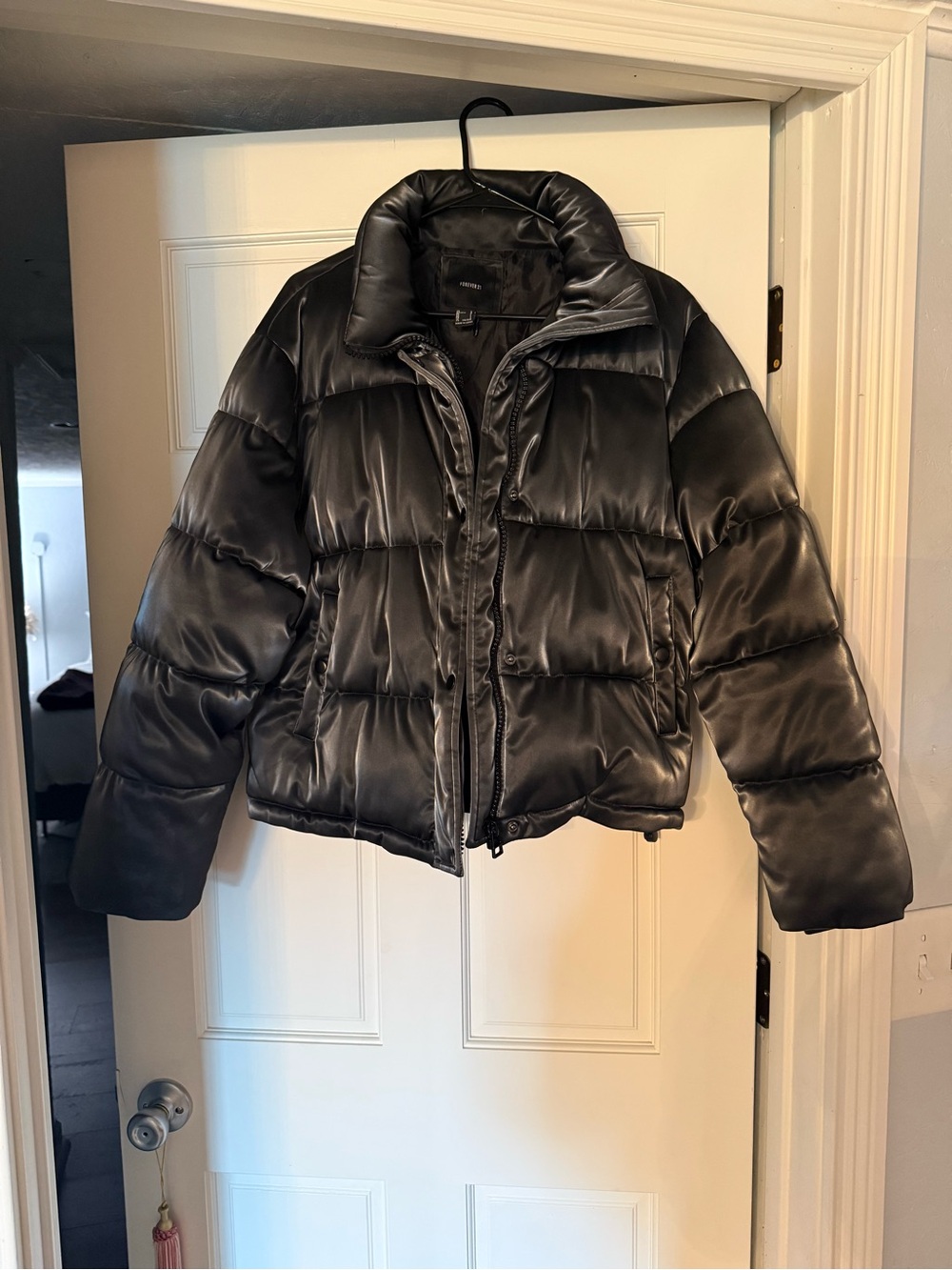 Forever 21 Women’s Black Puffer Jacket - Quilted Short Coat